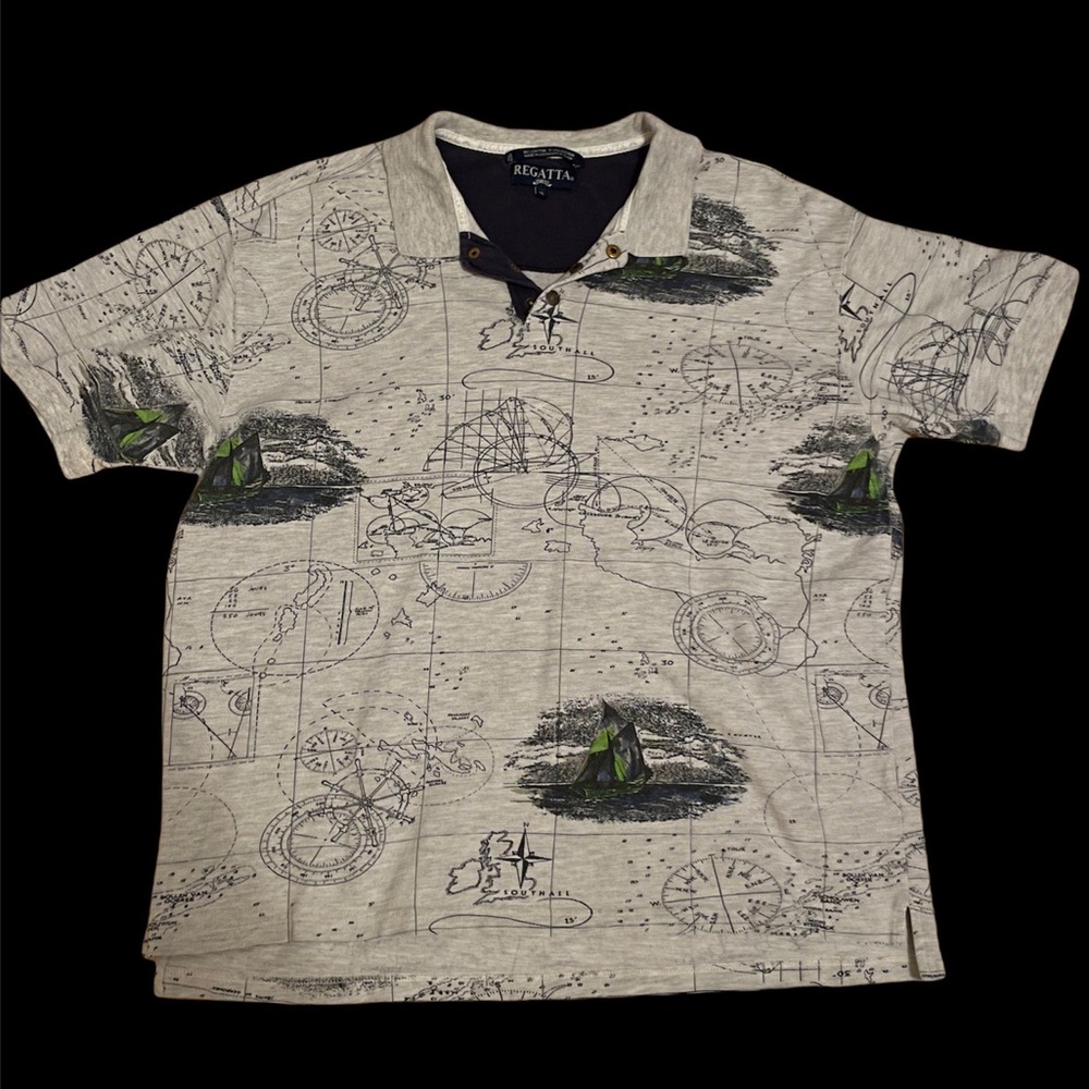 Regatta Men’s Map Print Polo Shirt XL